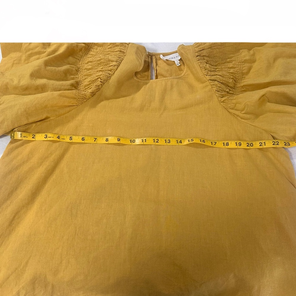 THE GREAT. Golden Smocked Butterfly Linen- Cotton Top Size Medium - Picture 13 of 15